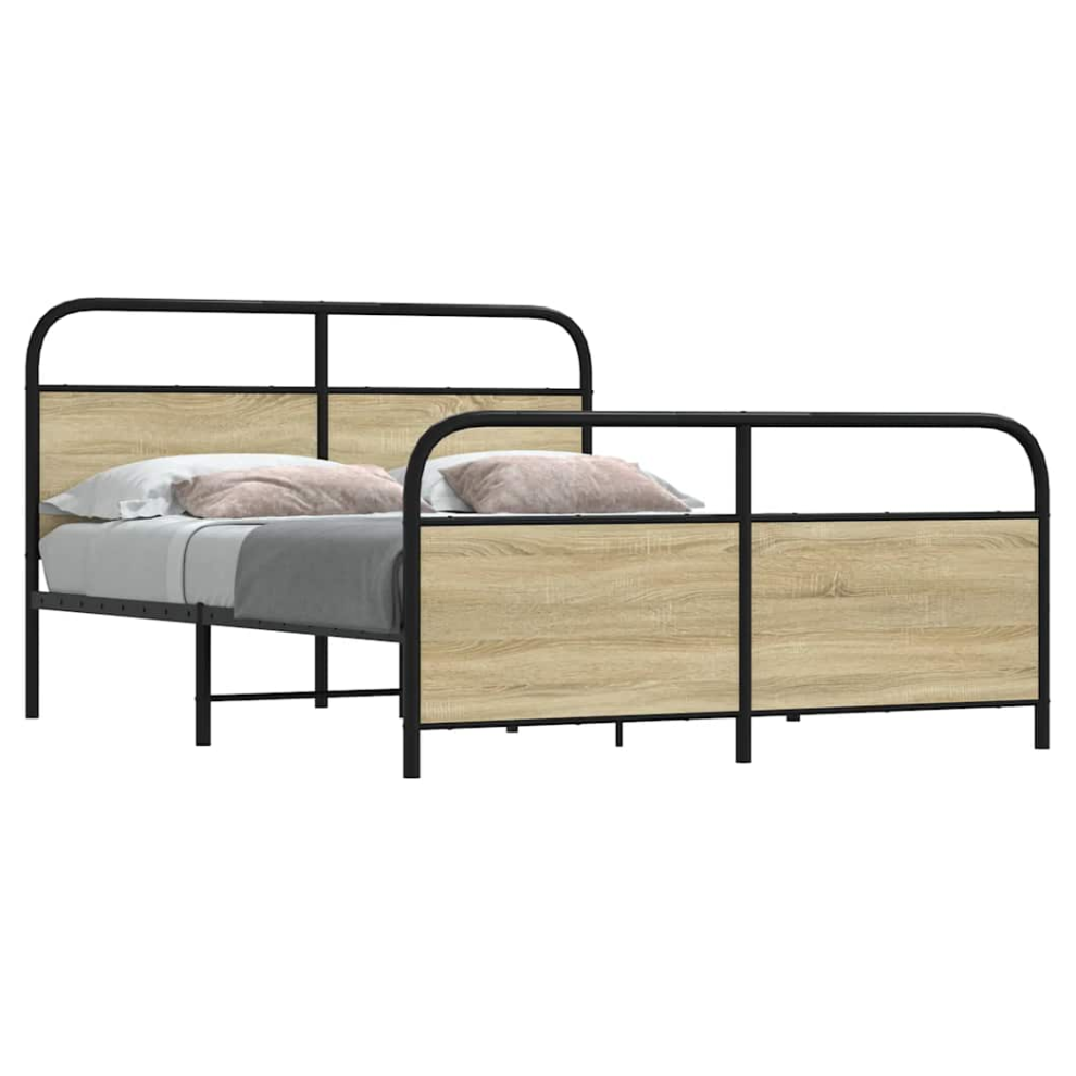 Vidaxl Metal Bed Frame Without Mattress Sonoma Oak 160X200 Cm