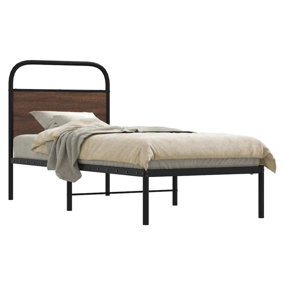 Vidaxl Bed Frame Without Mattress 80X200 Cm Brown Oak Engineered Wood