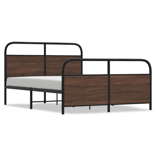 VidaXL vidaXL Metal Bed Frame without Mattress Brown Oak 140x200 cm 1