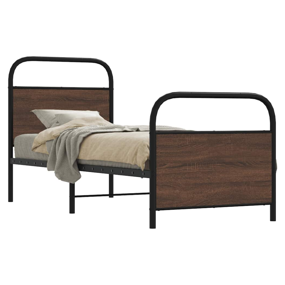 Vidaxl Bed Frame Without Mattress 80X200 Cm Brown Oak Engineered Wood