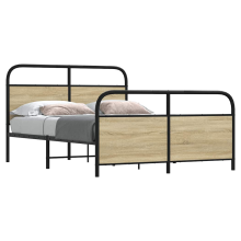 vidaXL Metal Bed Frame without Mattress Sonoma Oak 140x190 cm