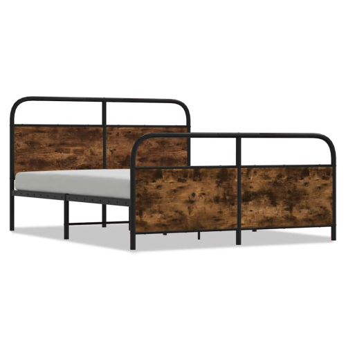 VidaXL vidaXL Metal Bed Frame without Mattress Smoked Oak 200x200 cm 1