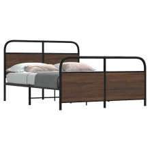 vidaXL Metal Bed Frame without Mattress Brown Oak 140x200 cm