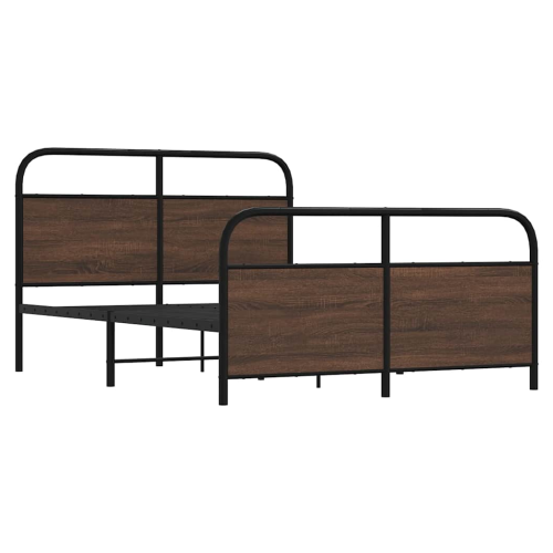 VidaXL vidaXL Metal Bed Frame without Mattress Brown Oak 140x200 cm 2