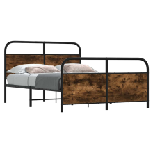vidaXL Metal Bed Frame without Mattress Smoked Oak 140x190 cm