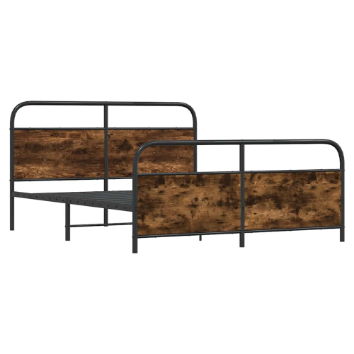 VidaXL vidaXL Metal Bed Frame without Mattress Smoked Oak 200x200 cm 2