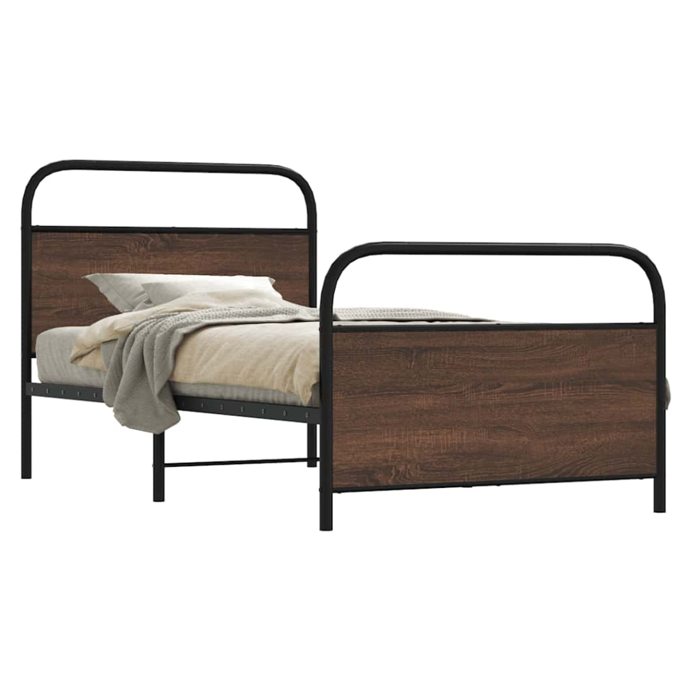Vidaxl Bed Frame Without Mattress 90X200 Cm Brown Oak Engineered Wood