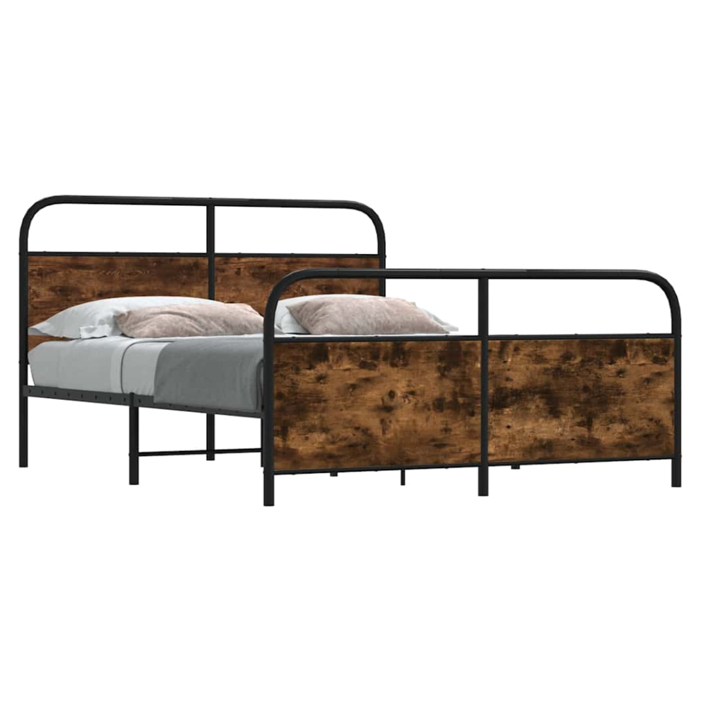 Vidaxl Metal Bed Frame Without Mattress Smoked Oak 200X200 Cm