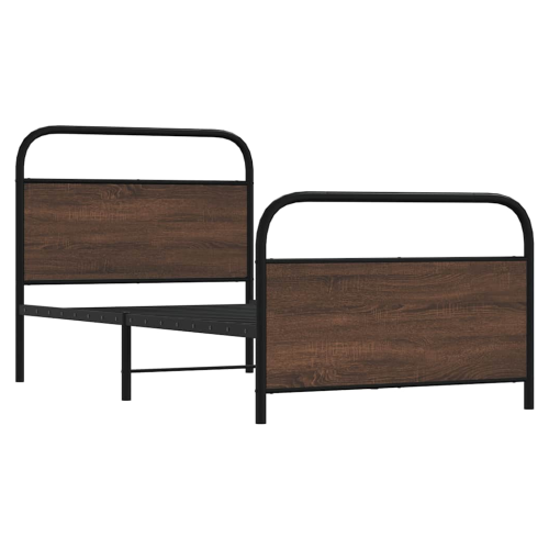 VidaXL vidaXL Bed Frame Without Mattress 90x200 cm Brown Oak Engineered Wood 2