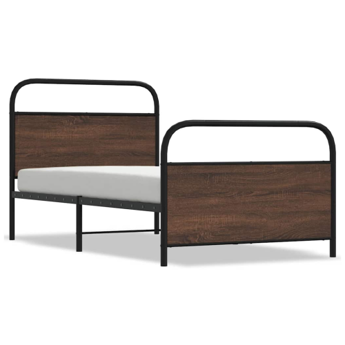 VidaXL vidaXL Bed Frame Without Mattress 90x200 cm Brown Oak Engineered Wood 1