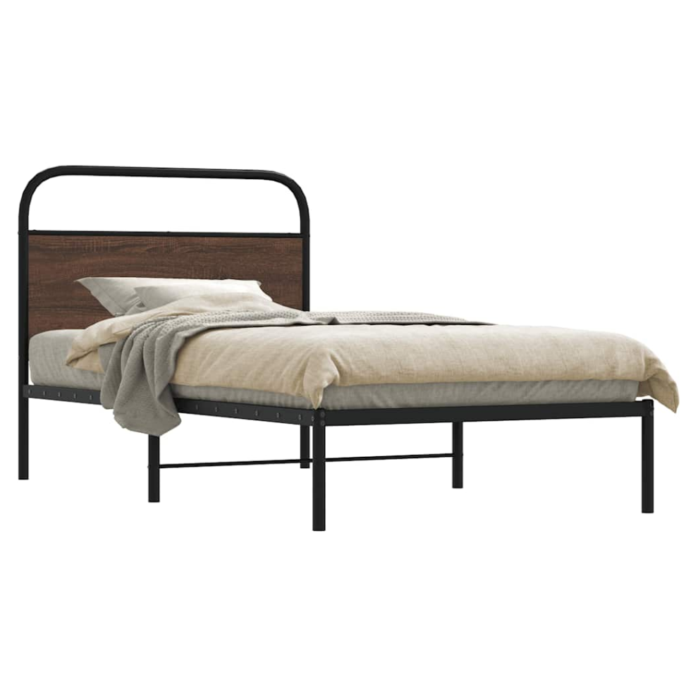 Vidaxl Bed Frame Without Mattress 90X200 Cm Oak Engineered Wood Brown 27Cm