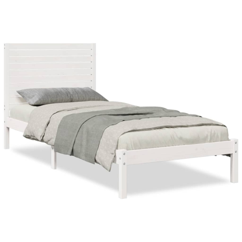 VidaXL vidaXL Extra Long Bed Frame without Mattress White 90x220 cm Solid Wood 2