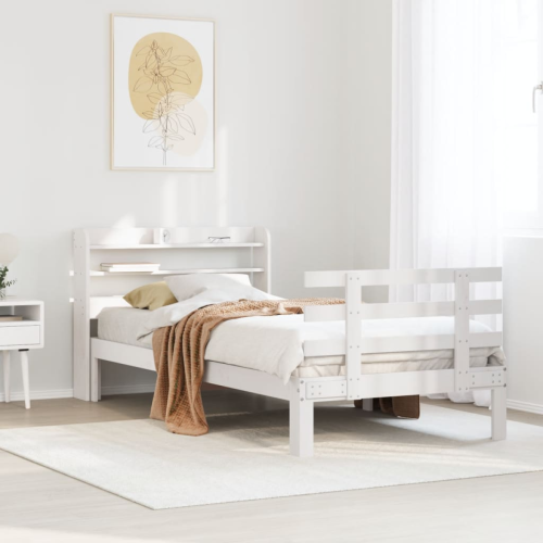VidaXL vidaXL Bed Frame with Headboard without Mattress White 90x200 cm 1