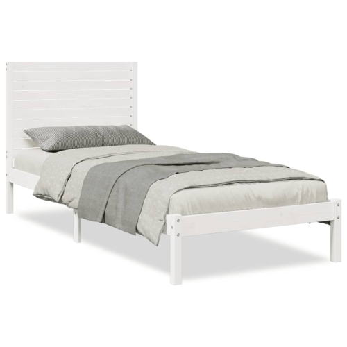 VidaXL vidaXL Extra Long Bed Frame without Mattress White 90x210 cm Solid Wood 2