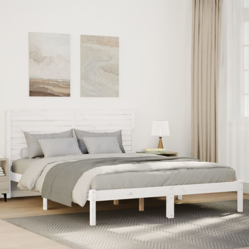 VidaXL vidaXL Extra Long Bed Frame without Mattress White 140x220 cm Solid Wood