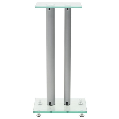 VidaXL vidaXL Speaker Stands 2 pcs Tempered Glass 2 Pillars Design Silver 2