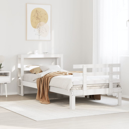 VidaXL vidaXL Bed Frame with Headboard without Mattress White 90x190 cm Single