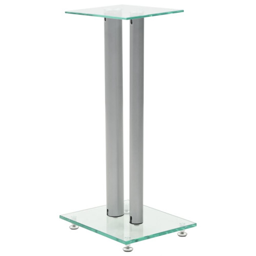 VidaXL vidaXL Speaker Stands 2 pcs Tempered Glass 2 Pillars Design Silver 1
