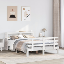 vidaXL Bed Frame with Headboard without Mattress White 120x190 cm Small Double