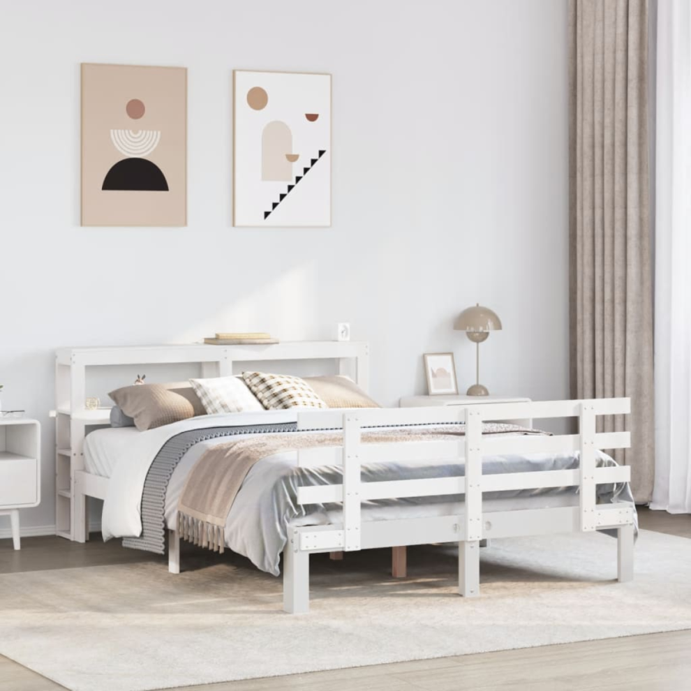 Vidaxl Bed Frame With Headboard Without Mattress White 120X190 Cm Small Double