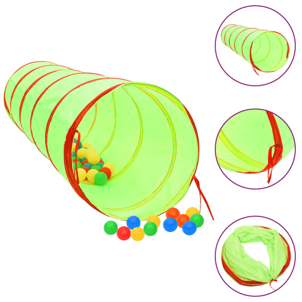Vidaxl Children Play Tunnel With 250 Balls Green 175 Cm Polyester