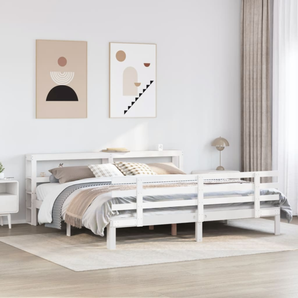 Vidaxl Bed Frame With Headboard Without Mattress White 200X200 Cm