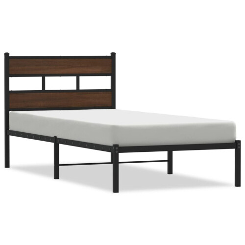 VidaXL vidaXL Bed Frame without Mattress with Headboard Brown Oak 90x200 cm 1