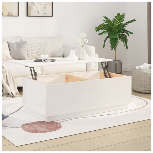 VidaXL vidaXL Coffee Table White 100x50x35 cm Solid Wood Pine 2
