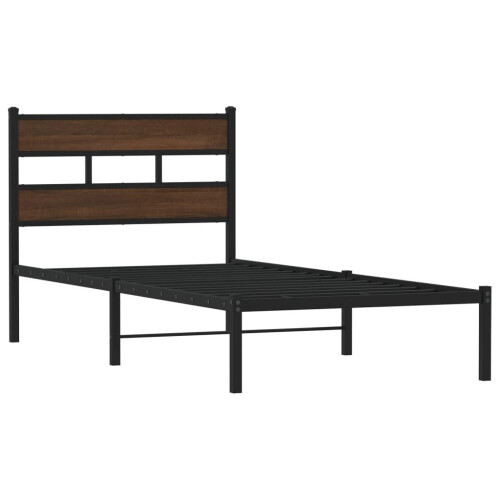 VidaXL vidaXL Bed Frame without Mattress with Headboard Brown Oak 80x200 cm 2