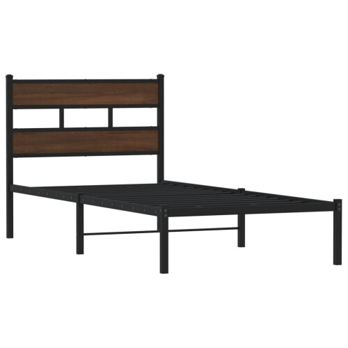 VidaXL vidaXL Bed Frame without Mattress with Headboard Brown Oak 100x190 cm 2