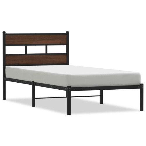 VidaXL vidaXL Bed Frame without Mattress with Headboard Brown Oak 80x200 cm 1