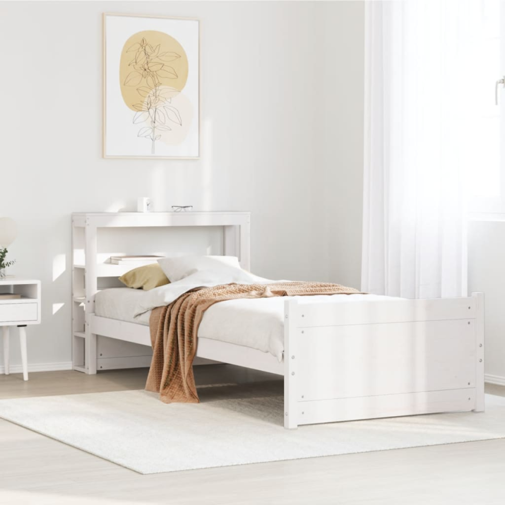 Vidaxl Bed Frame With Headboard Without Mattress White 90X190 Cm Single