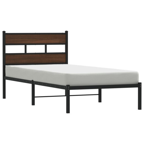 VidaXL vidaXL Bed Frame without Mattress with Headboard Brown Oak 100x200 cm 1