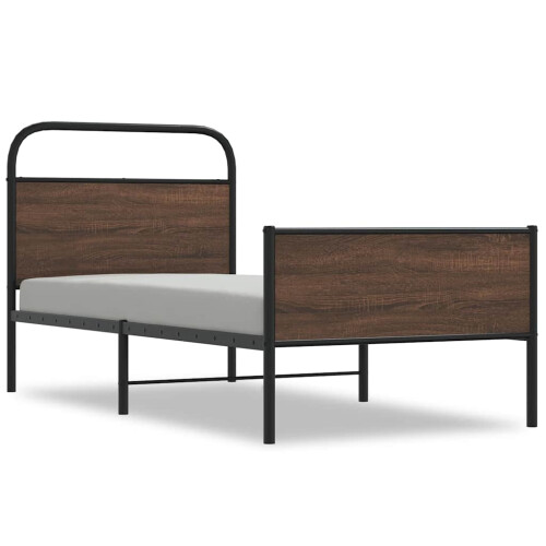 VidaXL vidaXL Bed Frame without Mattress 90x200 cm Brown Oak Engineered Wood 1
