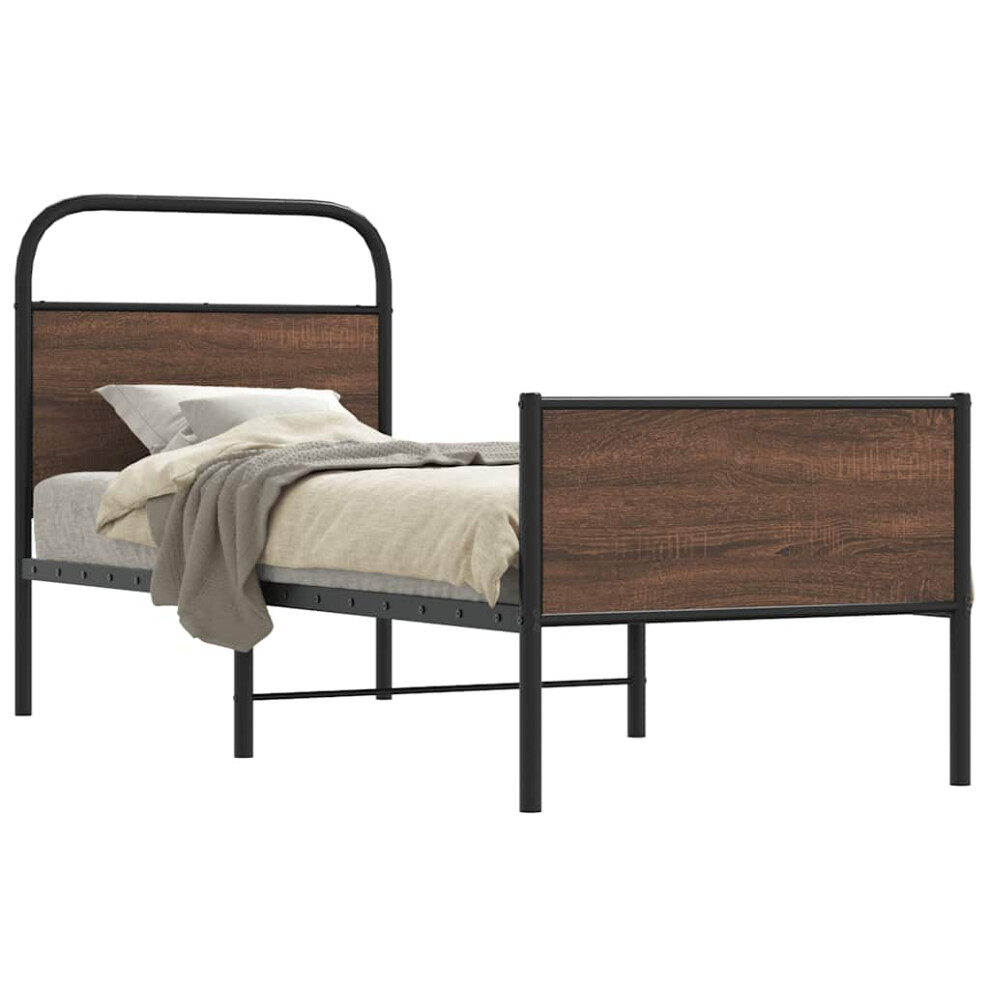 Vidaxl Bed Frame Without Mattress 80X200 Cm Brown Oak Engineered Wood