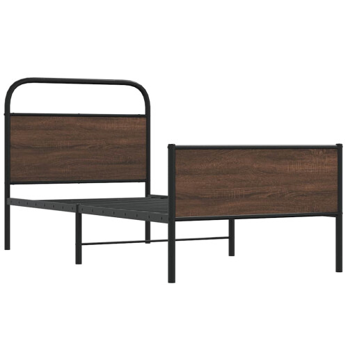VidaXL vidaXL Bed Frame without Mattress 90x200 cm Brown Oak Engineered Wood 2