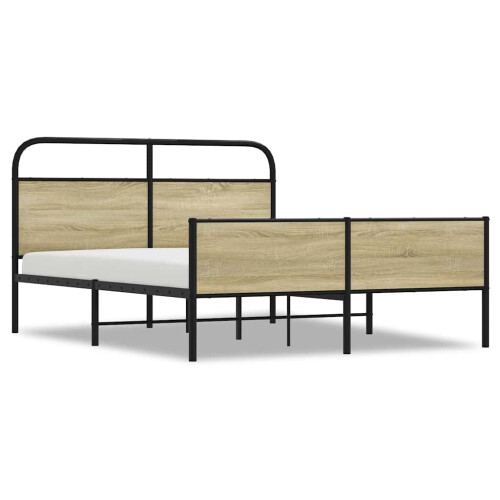 VidaXL vidaXL Metal Bed Frame without Mattress Sonoma Oak 160x200 cm 1