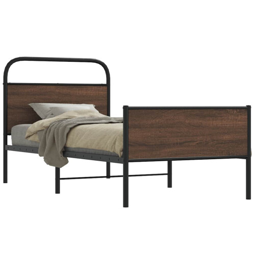 VidaXL vidaXL Bed Frame without Mattress 90x200 cm Brown Oak Engineered Wood