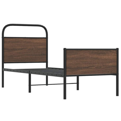 VidaXL vidaXL Bed Frame without Mattress 80x200 cm Brown Oak Engineered Wood 2