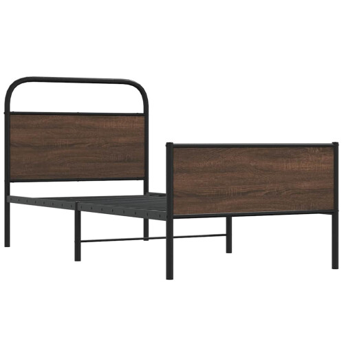 VidaXL vidaXL Bed Frame without Mattress 90x190 cm Brown Oak Engineered Wood 2