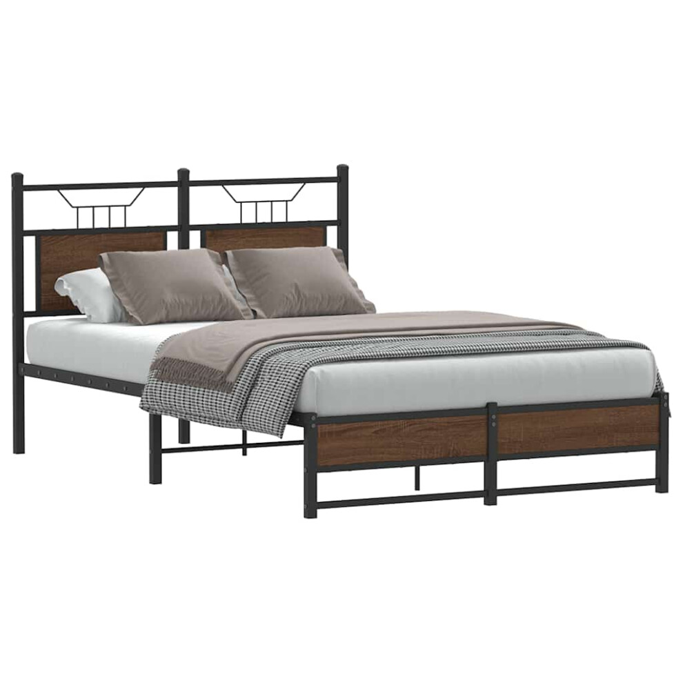 Vidaxl Bed Frame Without Mattress Oak 120X200 Cm Engineered Wood Brown