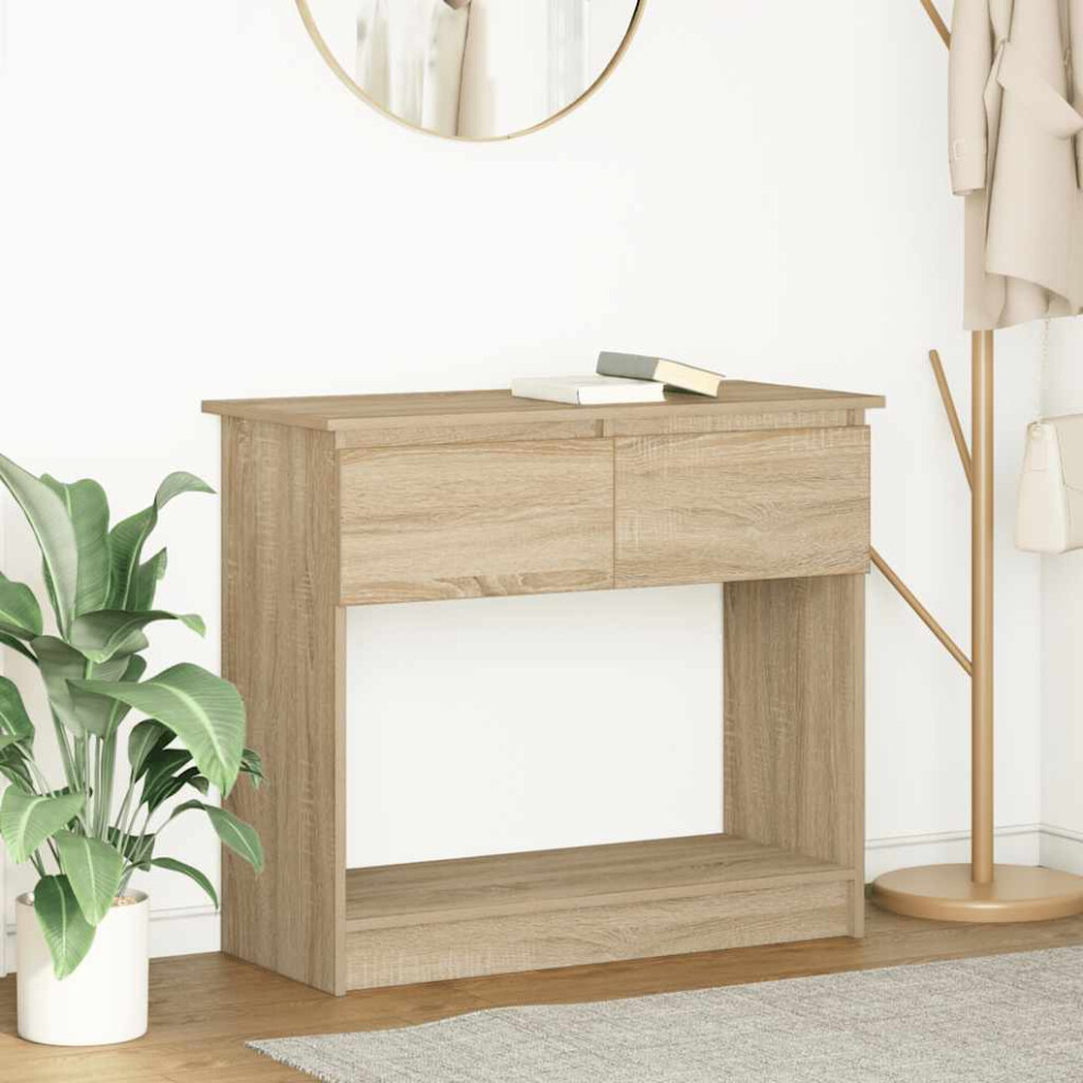 Vidaxl Black Console Table With Drawers Sonoma Oak 85.5X38.5x74.5 Cm Size 38.5