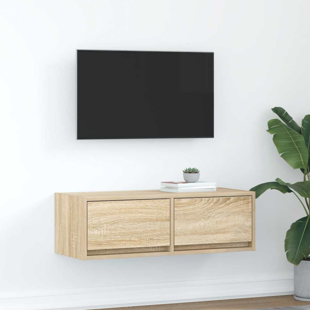 New Vidaxl Tv Cabinet Sonoma Oak 80X31x25.5 Cm Engineered Wood White Size 31