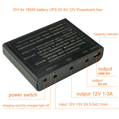 USB for 12V Output 6x 18650 Batteries 2