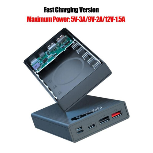 Detachable QC3.0 Quick LCD Display 5x18650 Battery  Black