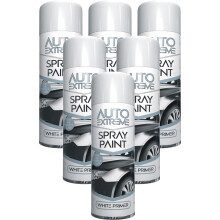 6 x 250ml White Primer Spray Paint Aerosol Car Van Bike Restore Metal