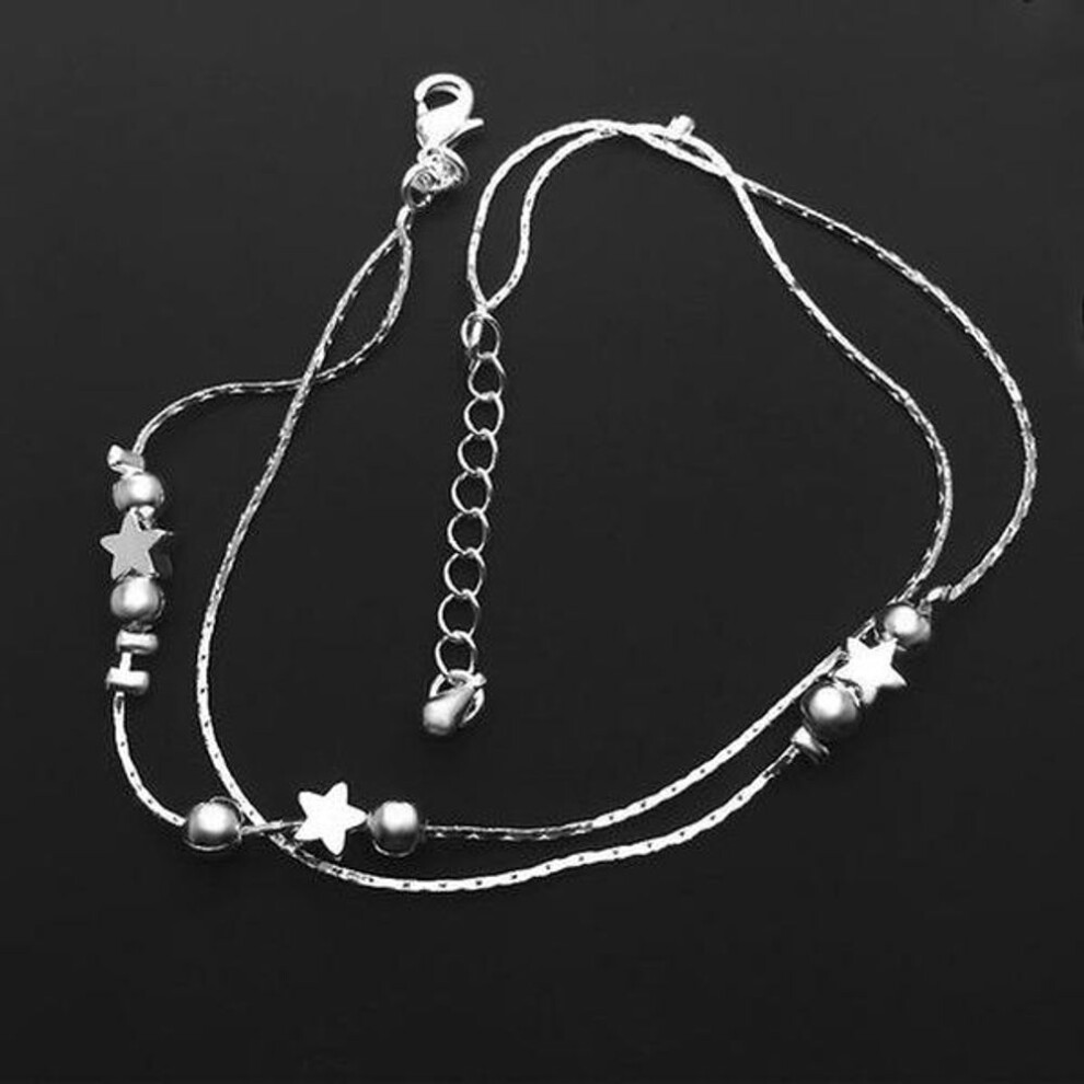 Chic Short Double Layer Chain Anklet For Women Ankle Chain Bracelet Adjustable Length Foot Jewelry