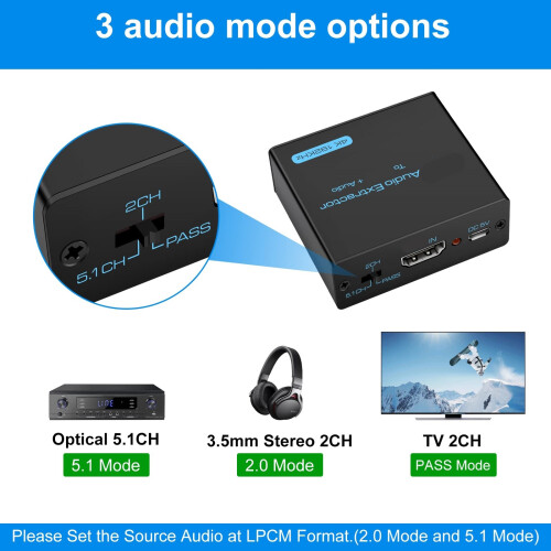 HDTV Sound Extractor 4K HDTV Splitter Adapter 2