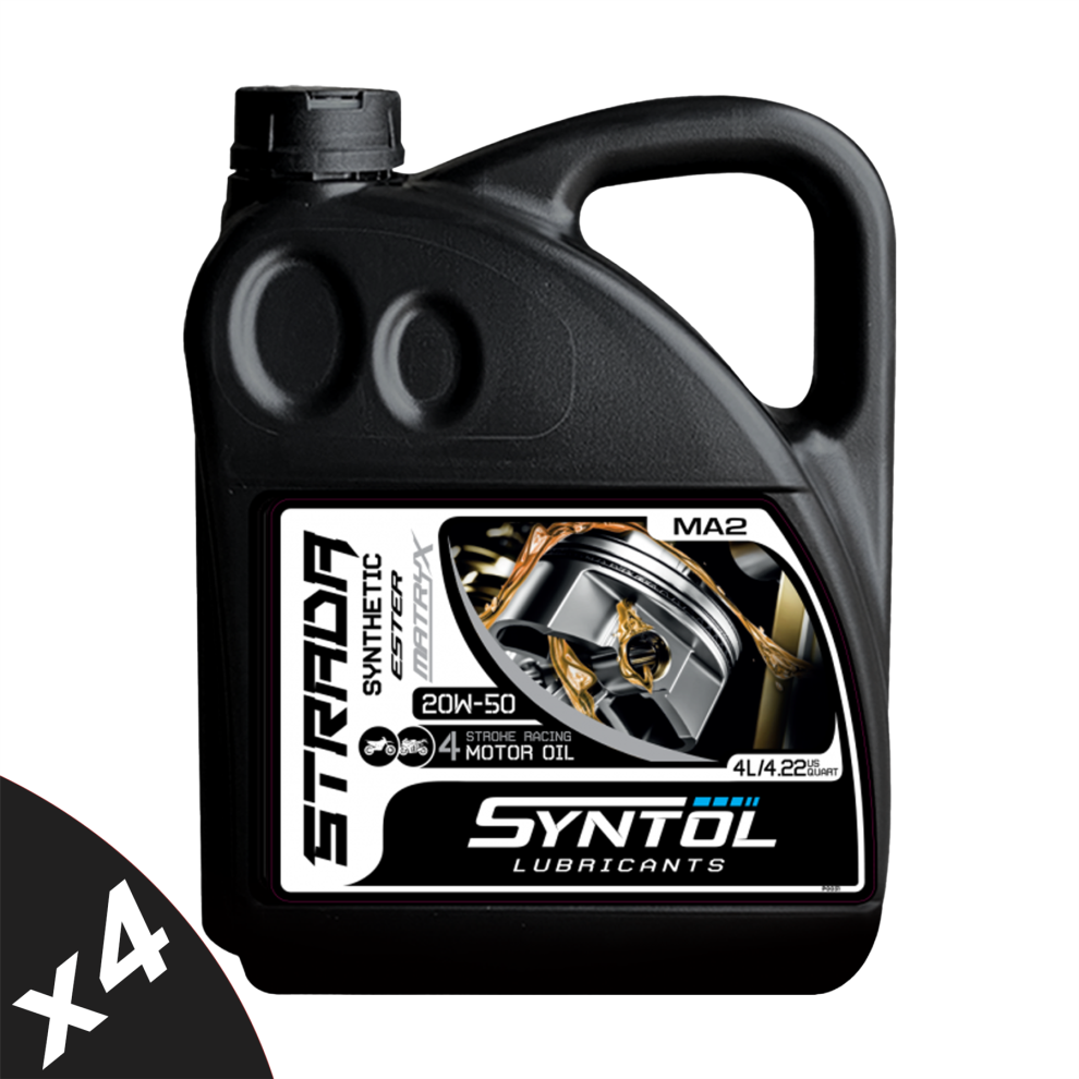 Syntol 20W-50 Fully Synthetic Motorcycle Engine Oil Jaso MA/MA2 API SN SM 4x4L - Image 3