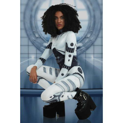 (S)Robot Dameskostuum, Cyborg Bodysuit Halloweenkostuum 1